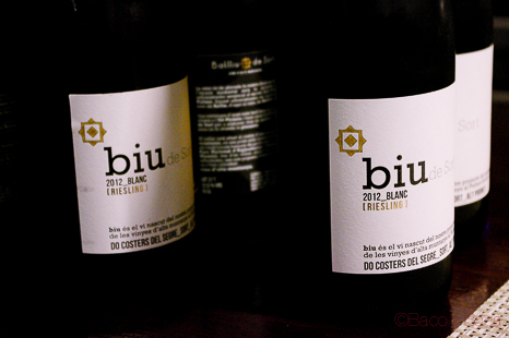 Botellas biu de sort riesling 2012 blanco para el Menu maridaje Sucapa